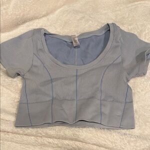 Aerie Light Blue Ribbed Crop Top